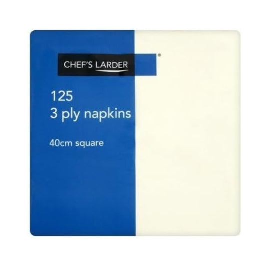 Chef's Larder 125 3 Ply Cream Napkins 40 cm Square – 1 x 125s