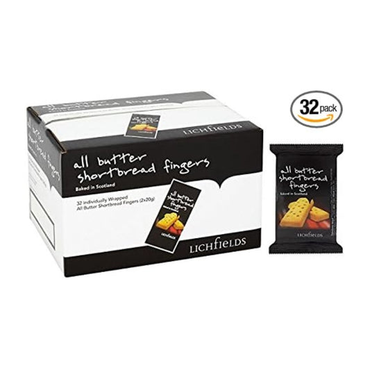Lichfields All Butter Shortbread Fingers 40g – 32 x 2x20g