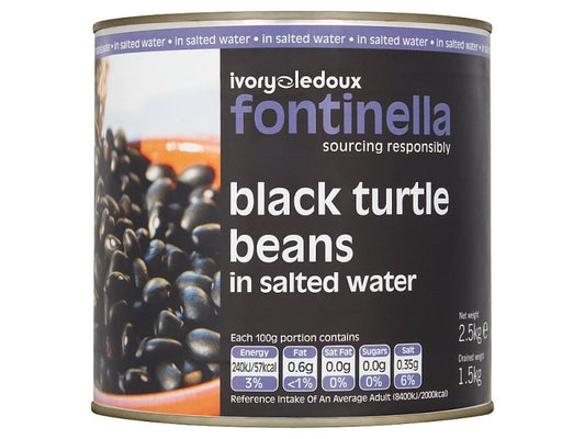 Ivorys Ledoux Fontinella Black Turtle Beans in Salted Water 2.5kg – 1 x 2.5kg
