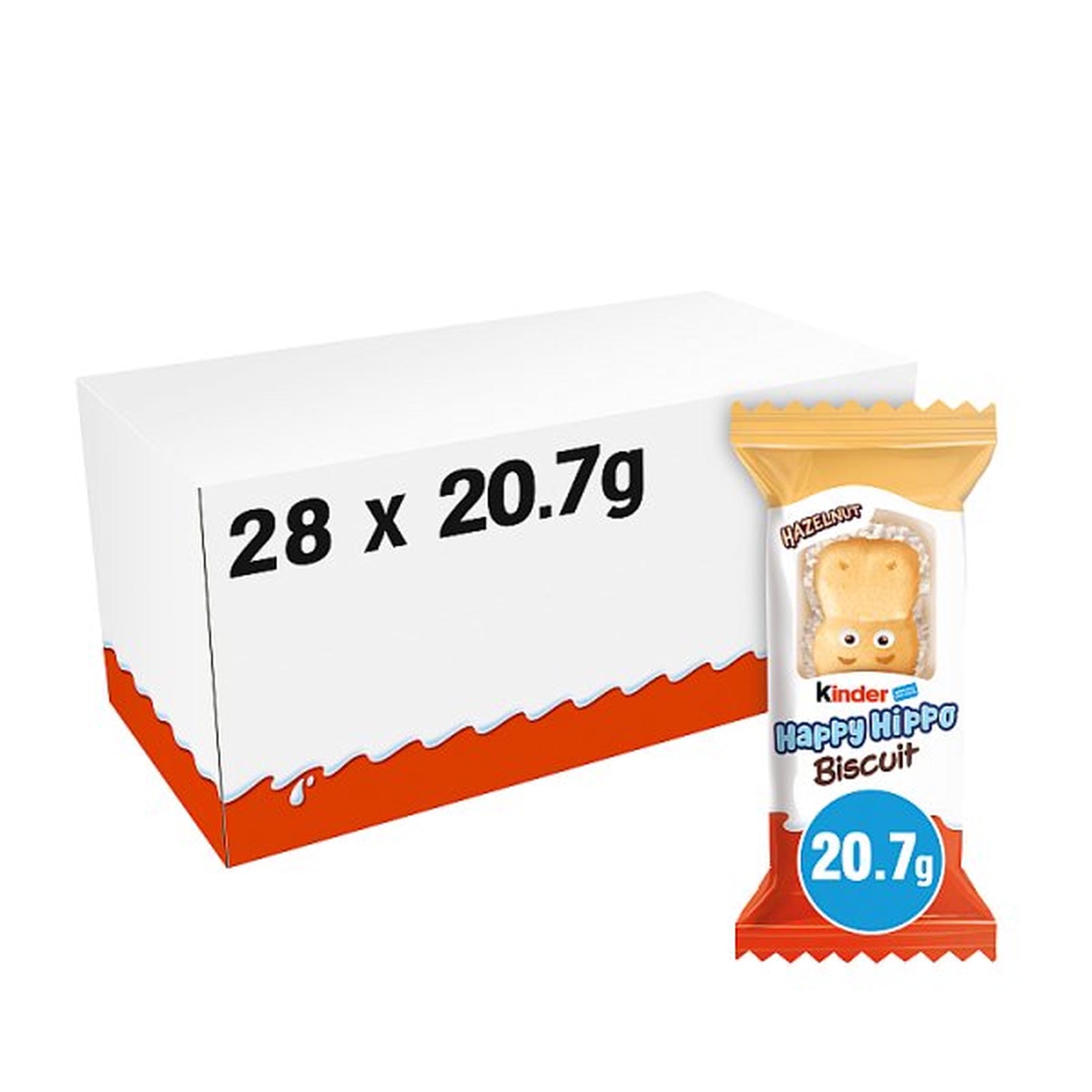 Kinder Happy Hippo Milk & Hazelnut Filling Wafer Biscuit Snack Bar 20.7g
