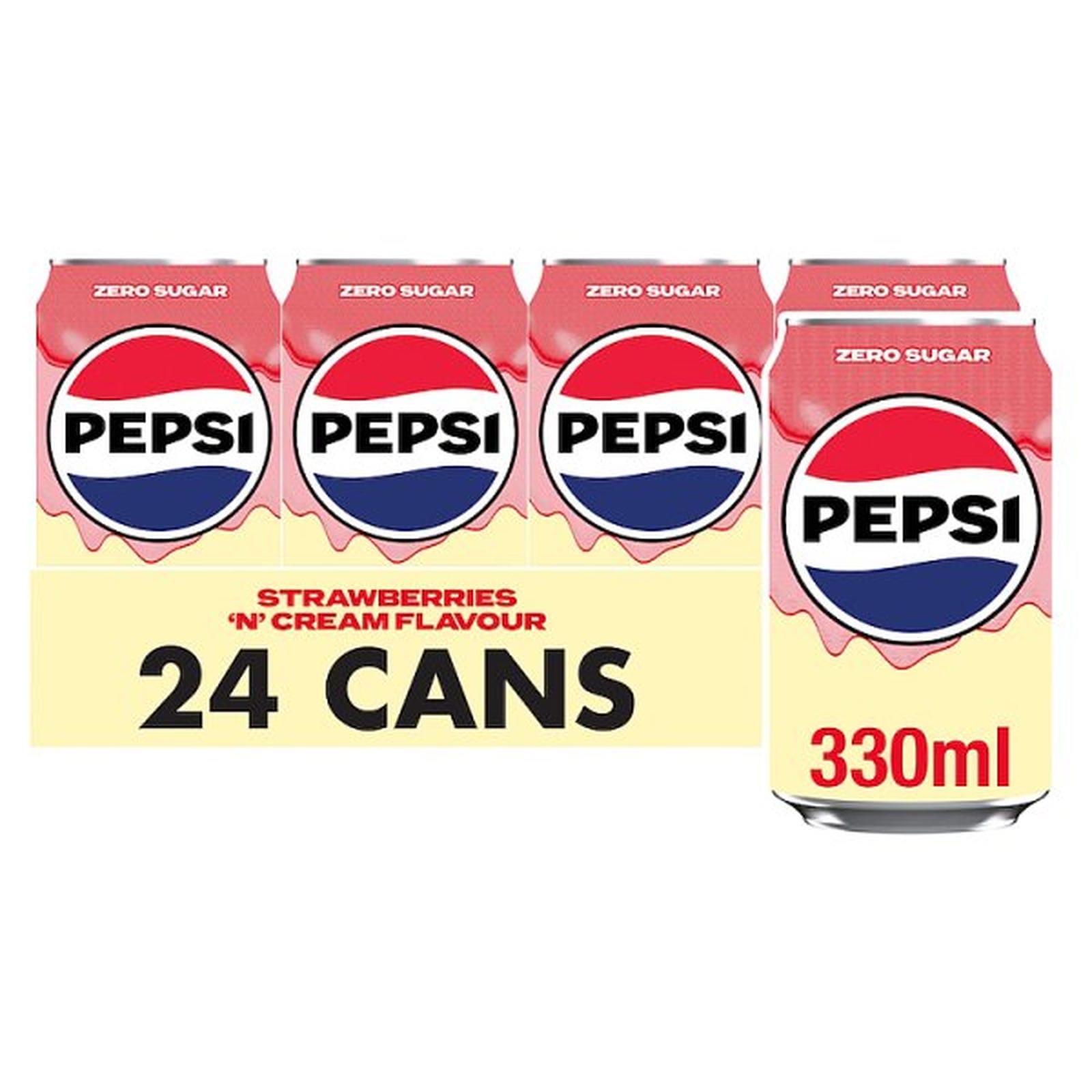 Pepsi Strawberries 'N' Cream Flavour Cans 24 x 330ml
