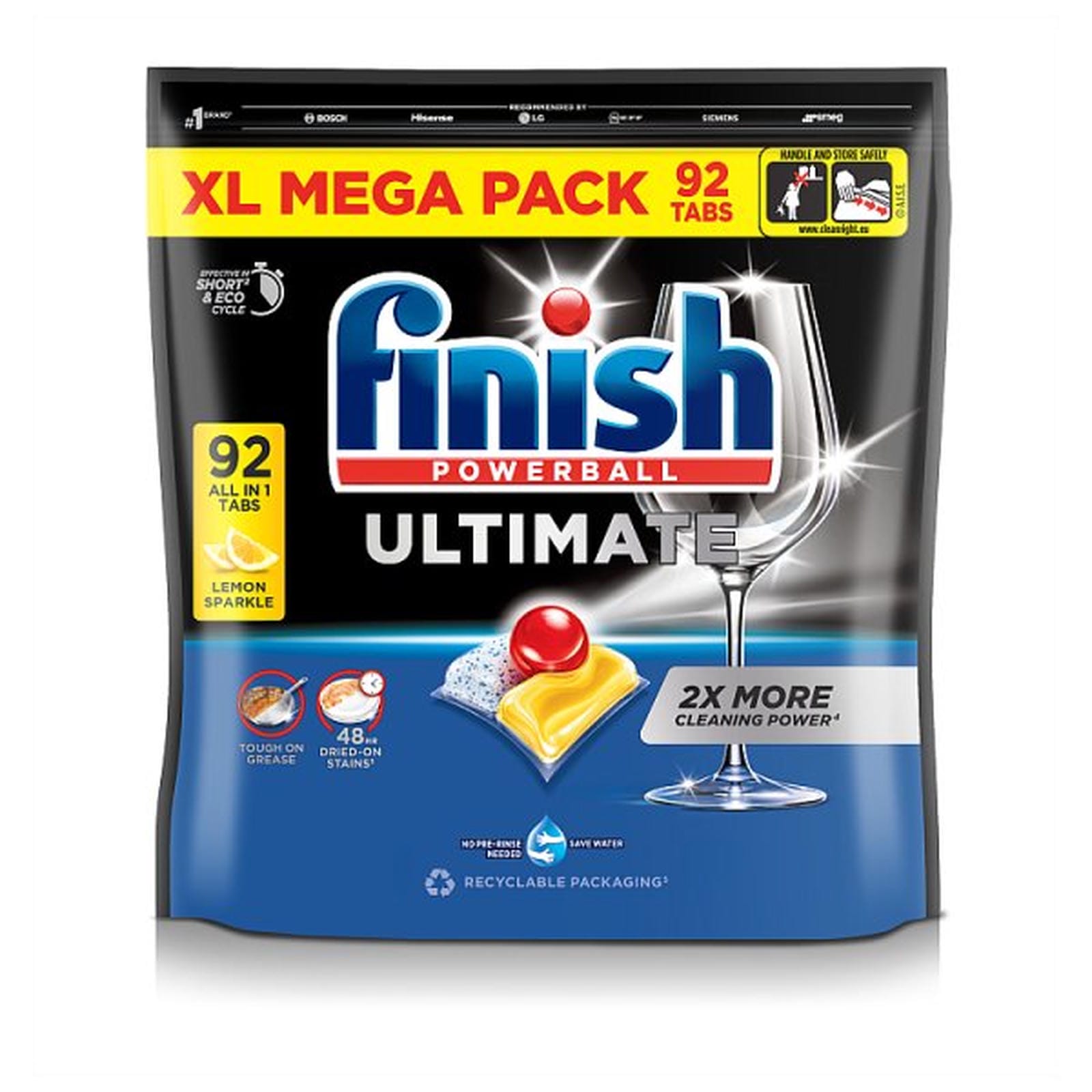 Finish Ultimate All In One Dishwasher Tablets Lemon - 92 Tabs