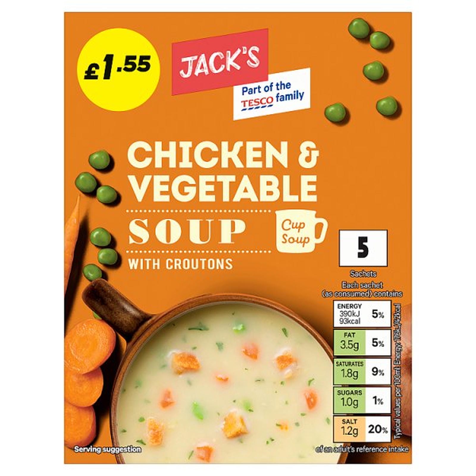 Jack's Chicken & Vegetable Soup with Croutons 5 x 22g (110g)