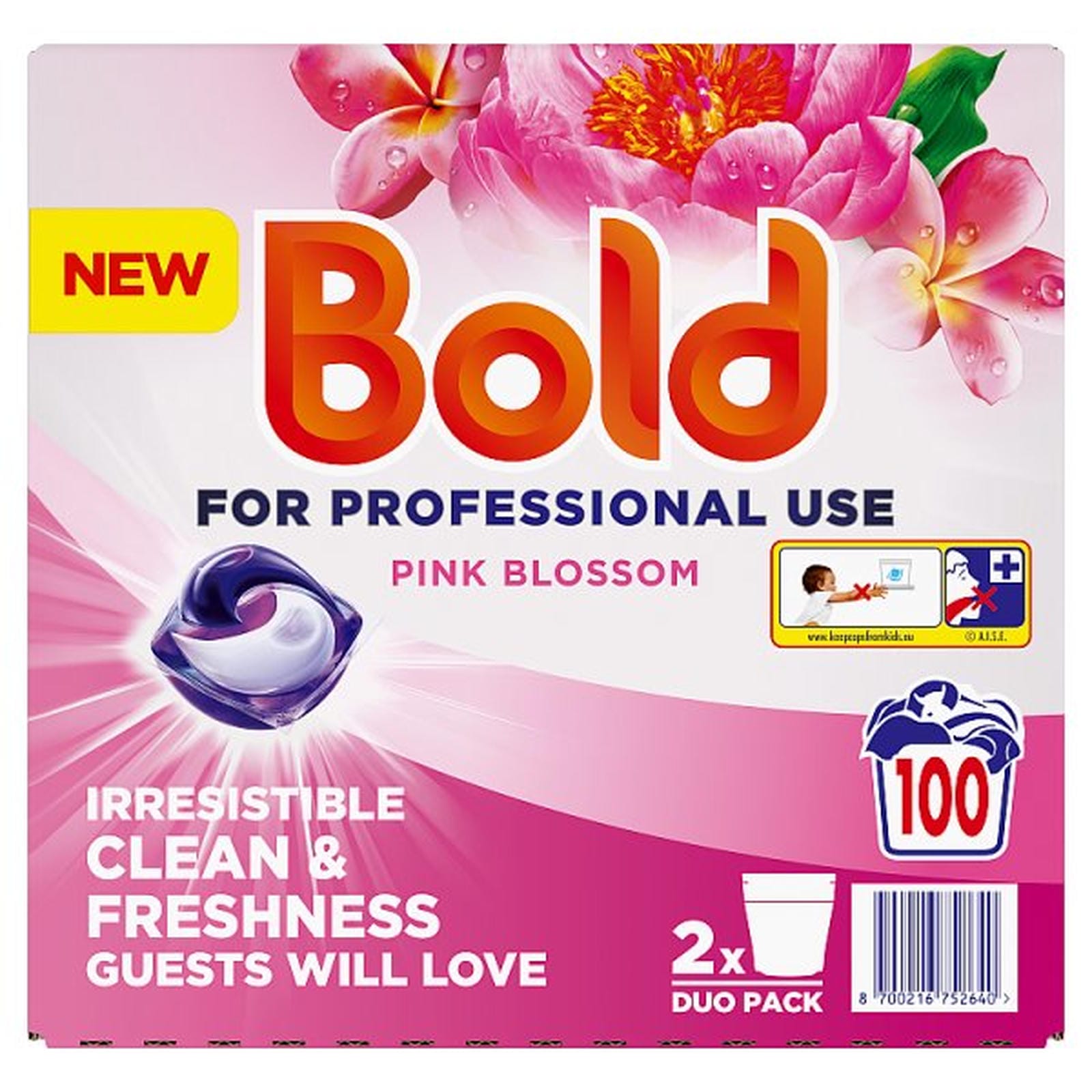 Bold Professional All-in-1 Detergent Pods Pink Blossom, 100 Washes