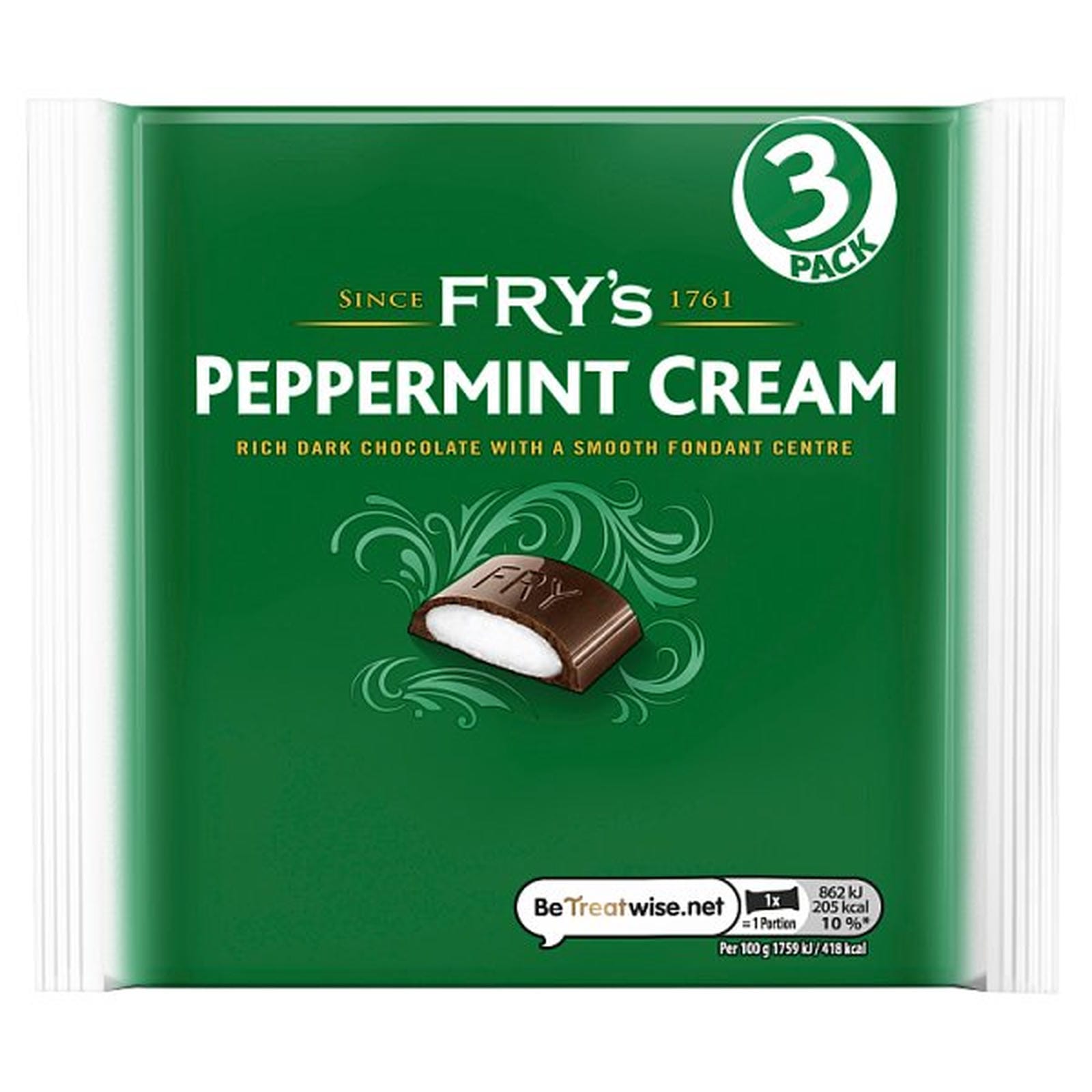 Fry's Peppermint Cream Chocolate Bar 3 Pack Multipack 147g (3 x 49g)