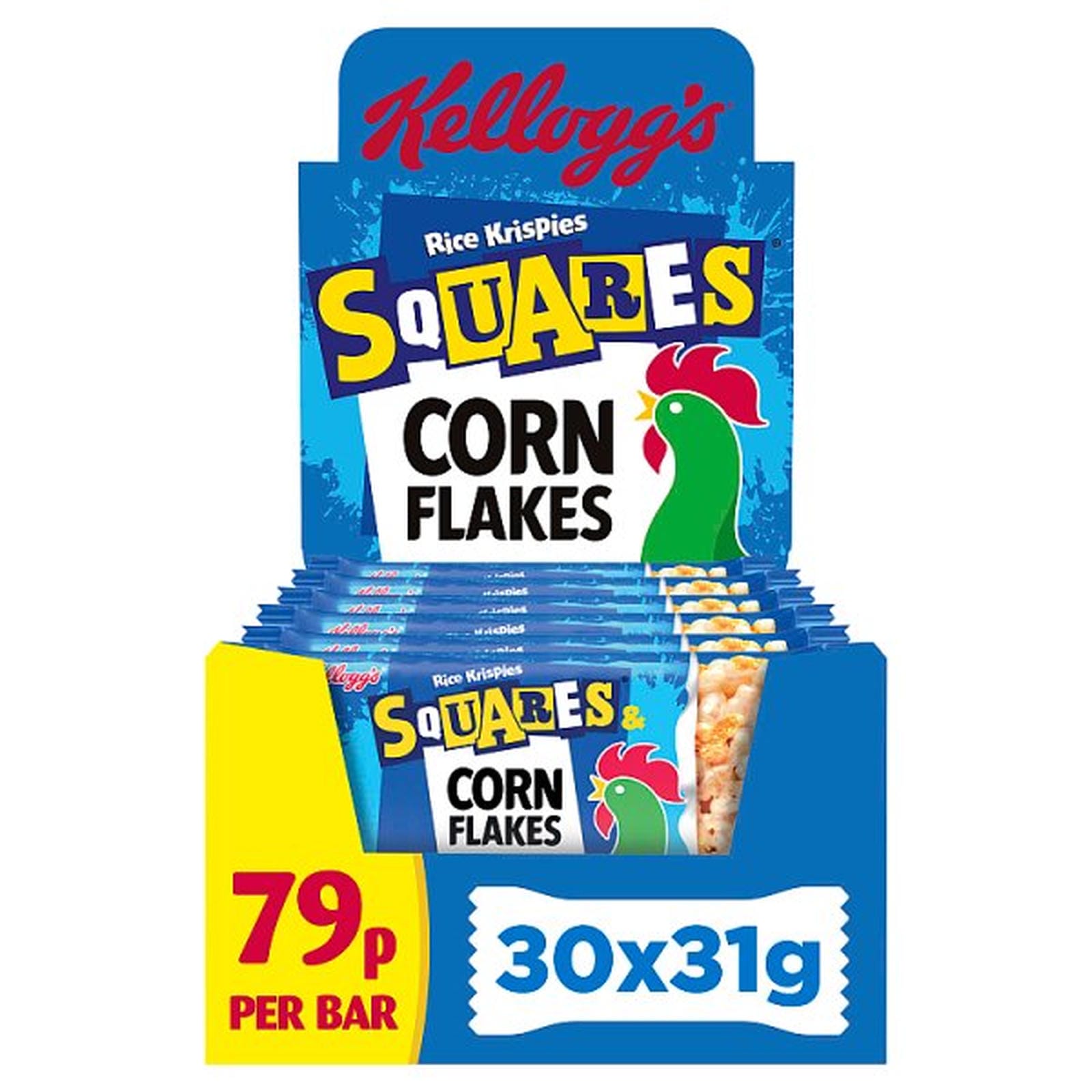 Kellogg's Rice Krispies Squares Corn Flakes Snack Bar 30 x 31g PMP £0.79