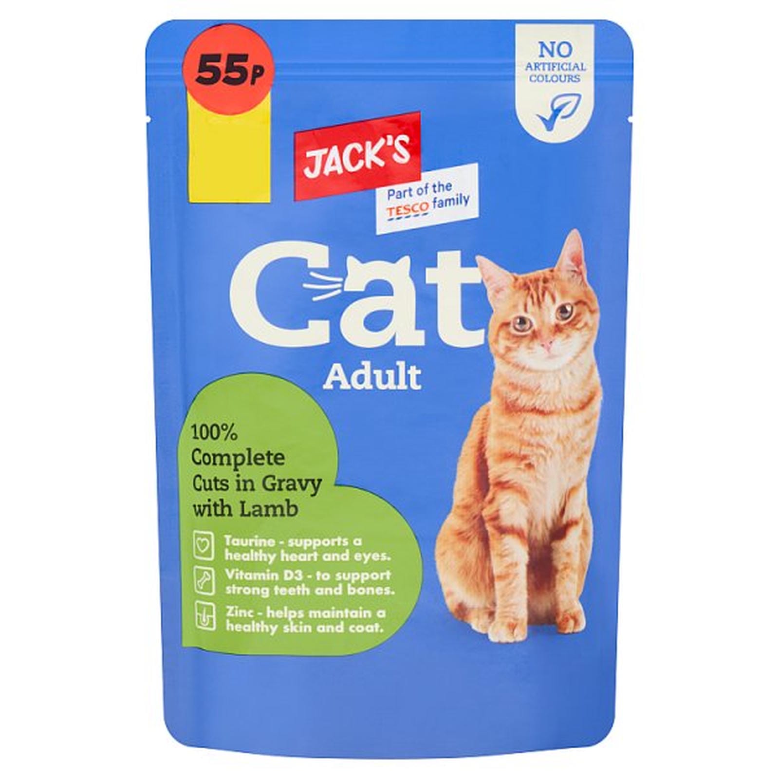 Jack's Cat Adult 100% Complete Cuts in Gravy with Lamb 100g