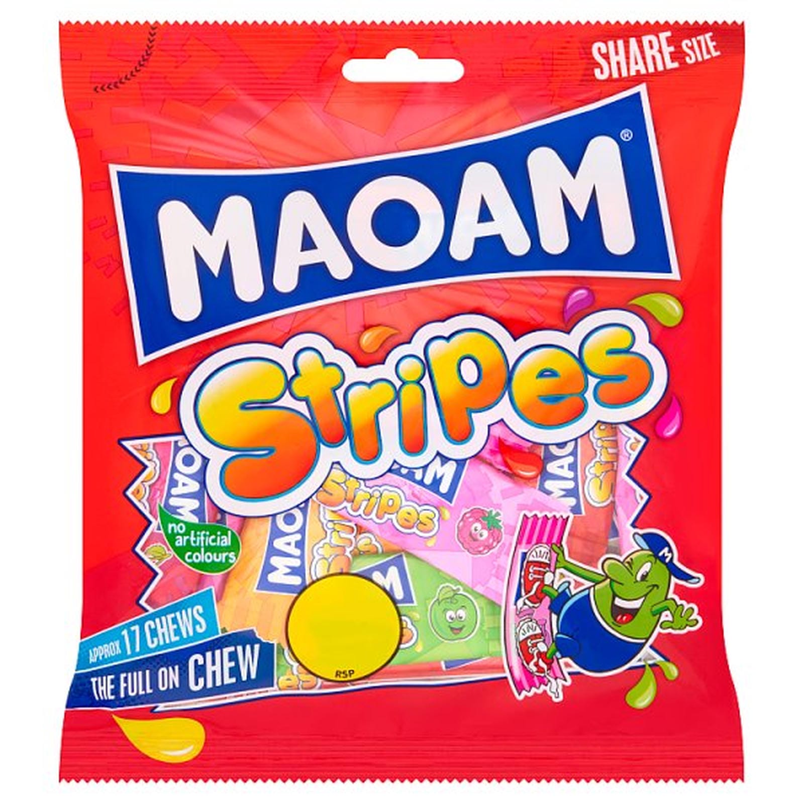 MAOAM Stripes Fruit & Cola Flavour Chewy Sweets Sharing Bag 140g
