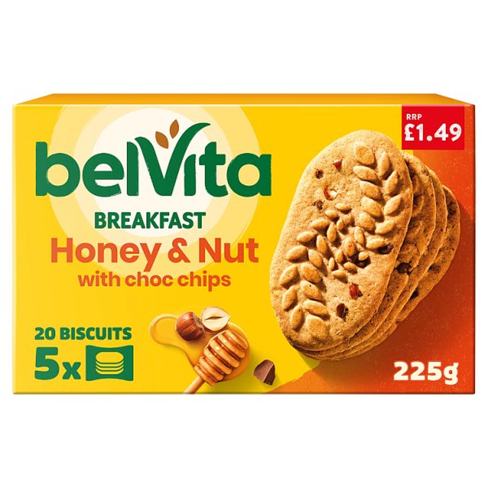 Belvita Honey & Nut with Chocolate Chips Cereal Snack Bars Multipack £1.49 PMP 225g (5 x 45g)