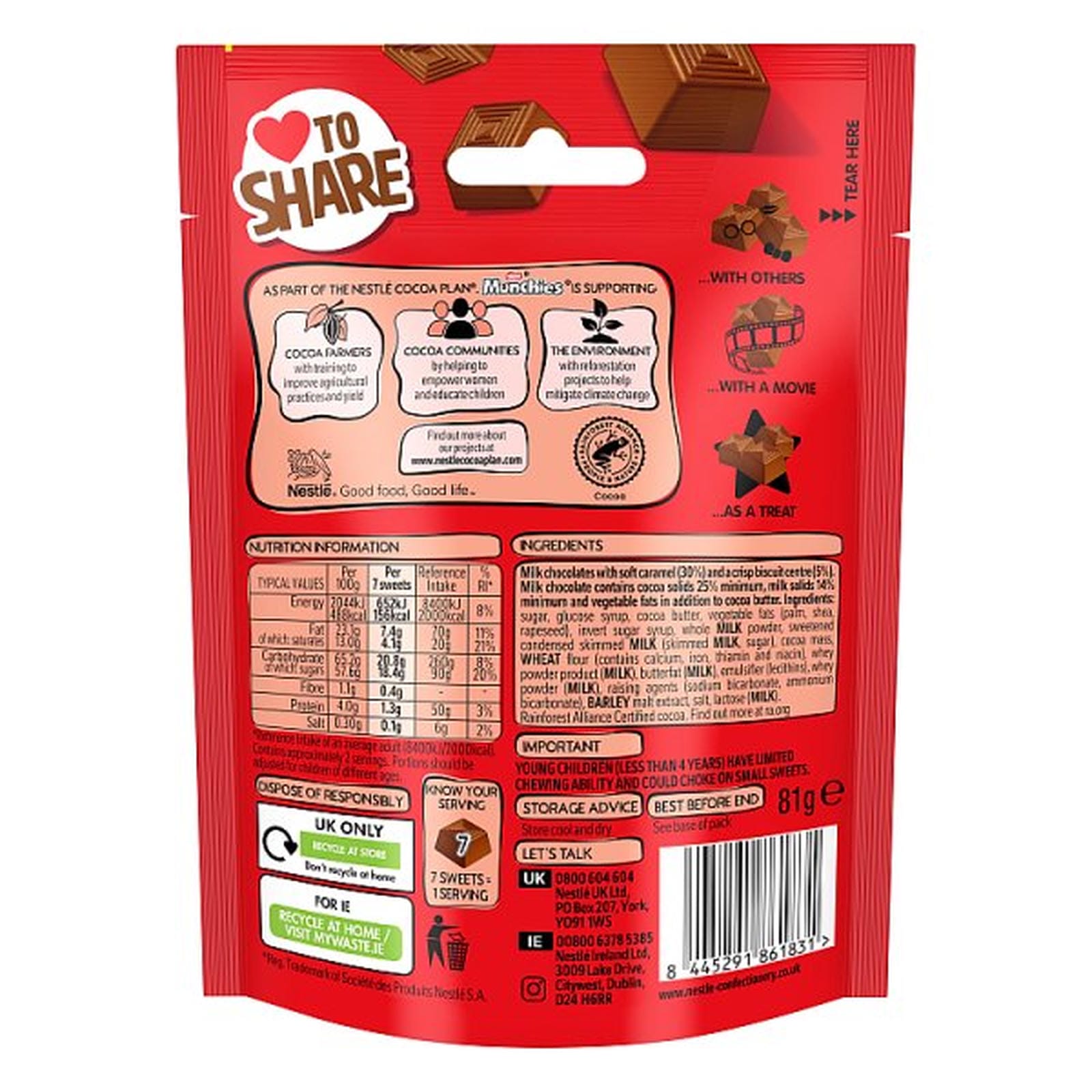 Munchies Milk Chocolate & Caramel Sharing Bag 81g PMP £1.65