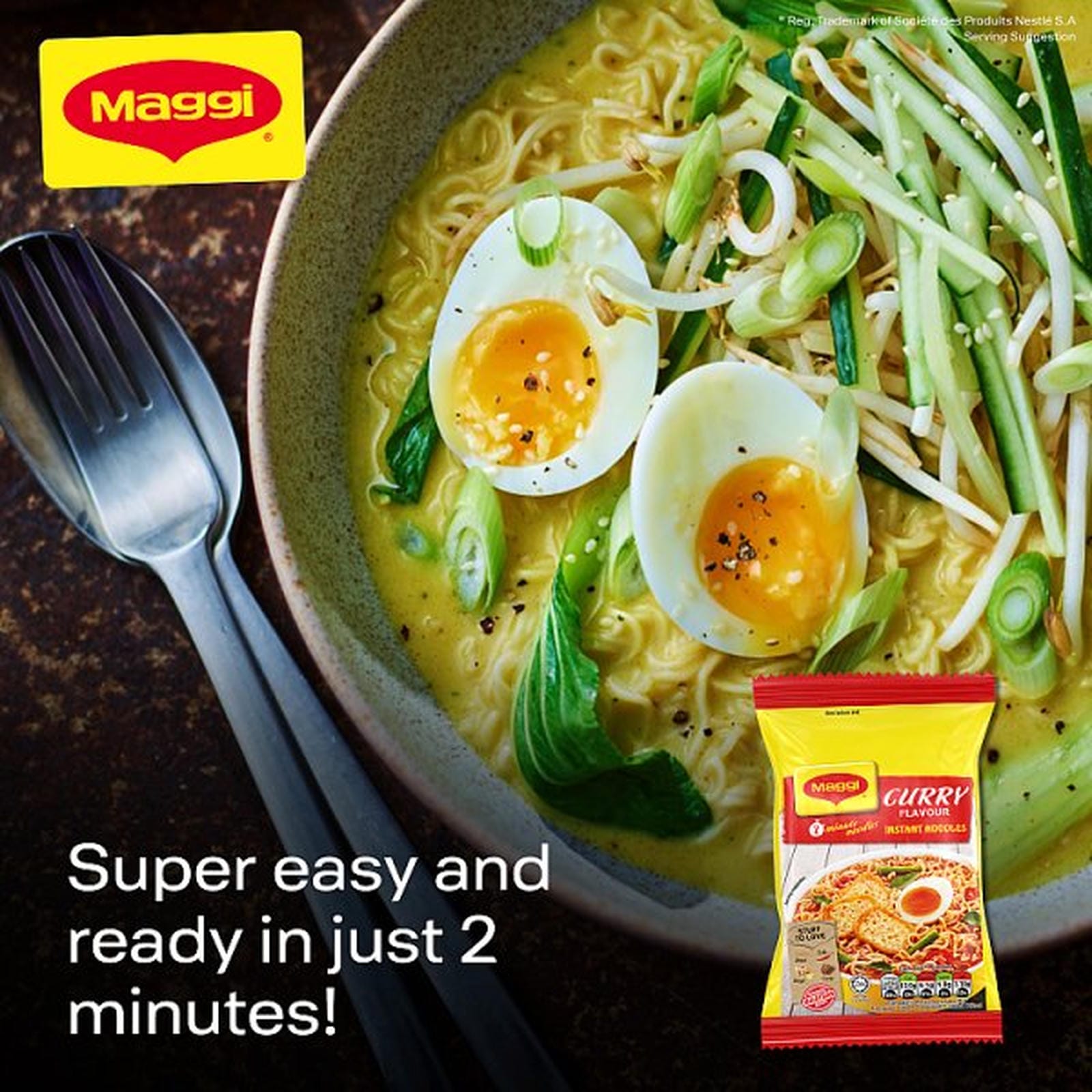 Maggi 2 Minute Authentic Malaysian Curry Noodles Multipack 5x79g