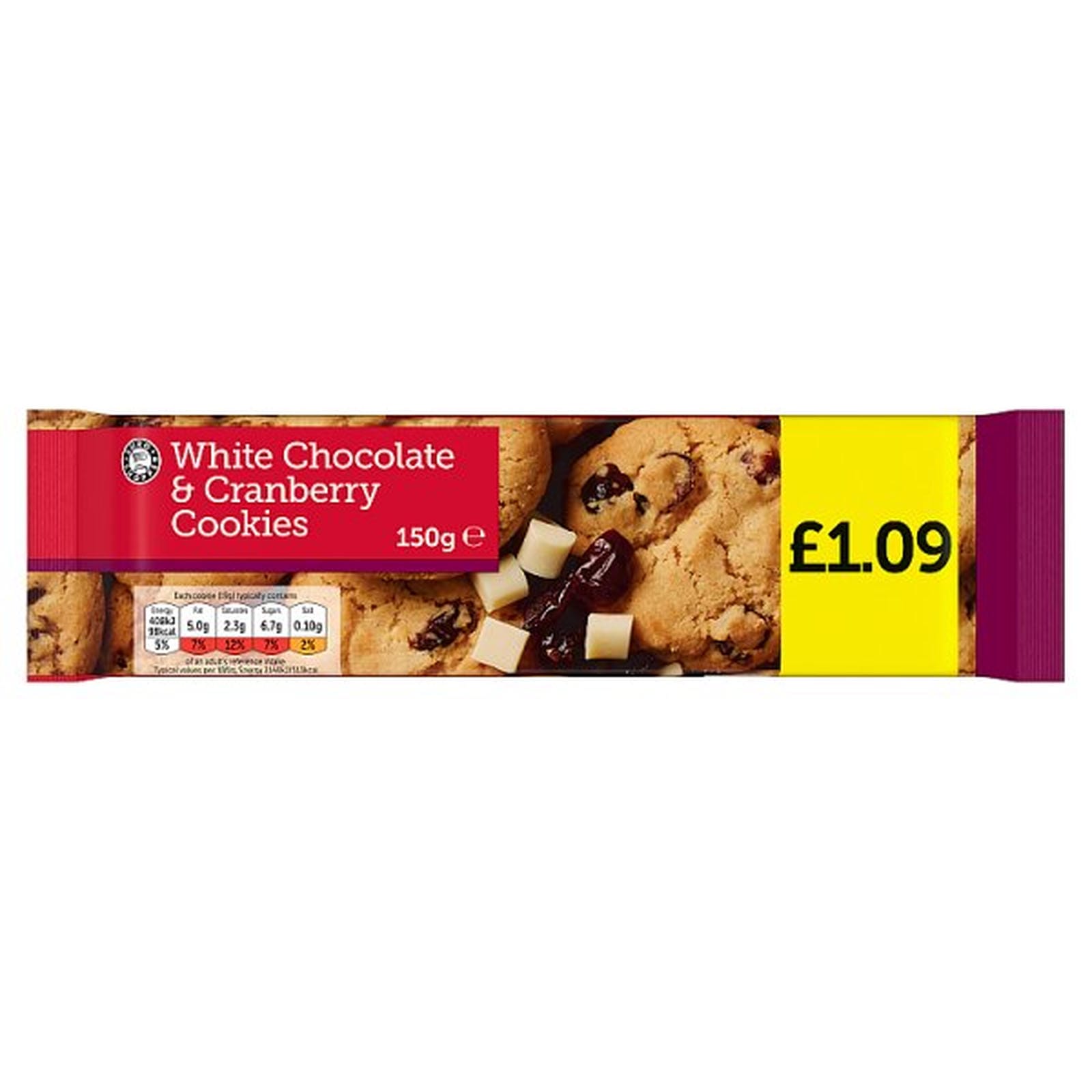 Euro Shopper White Chocolate & Cranberry Cookies 150g