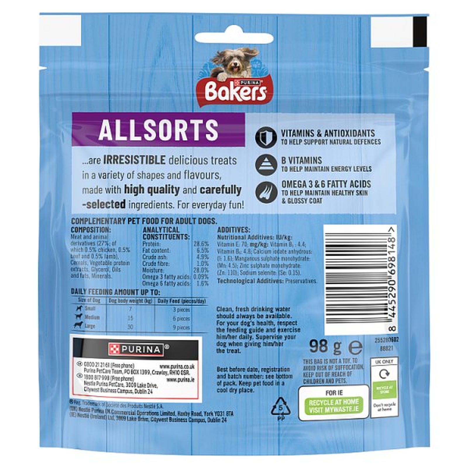 BAKERS Allsorts Chicken, Beef and Lamb Dog Treats 98g PMP