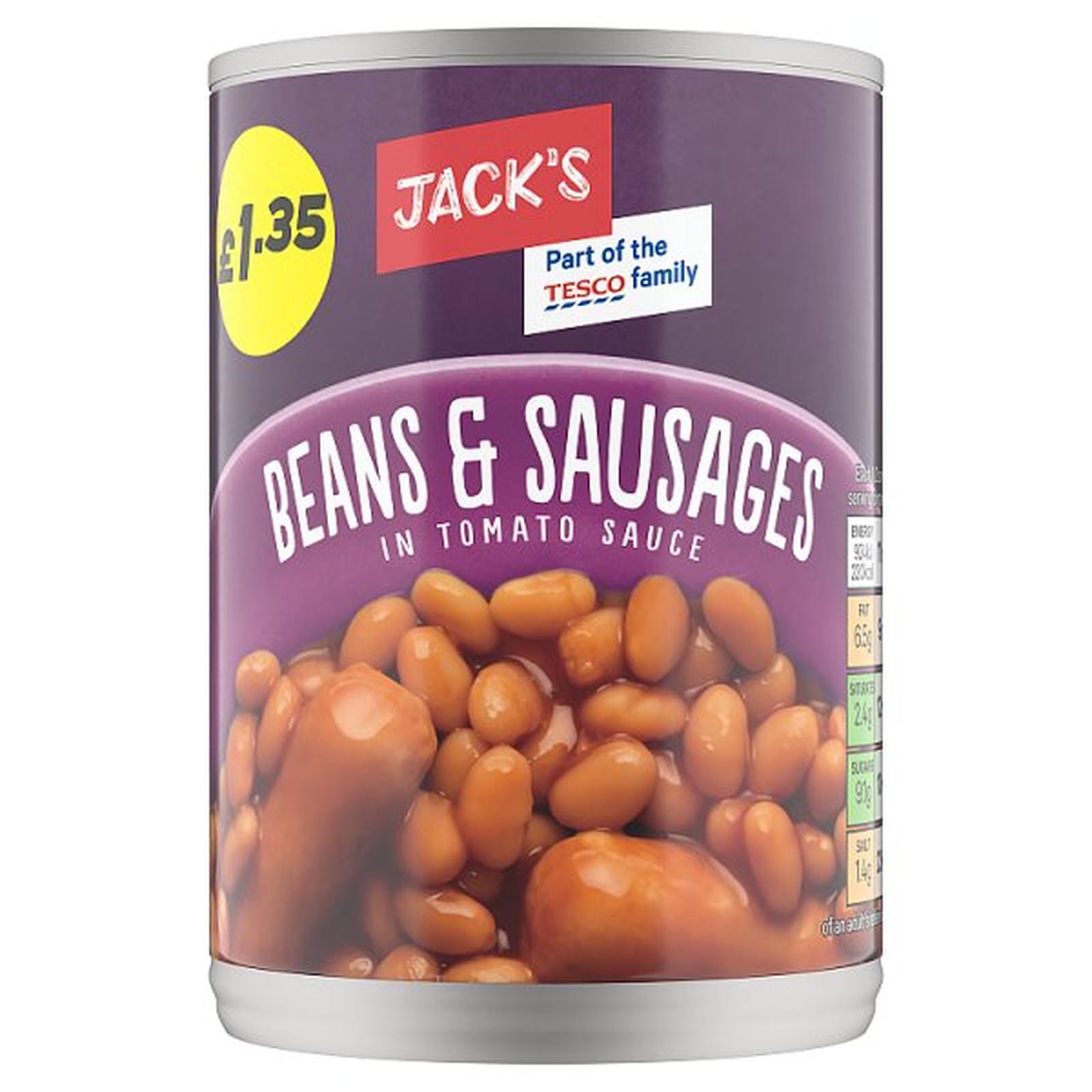 Jack's Beans & Sausages in Tomato Sauce 395g