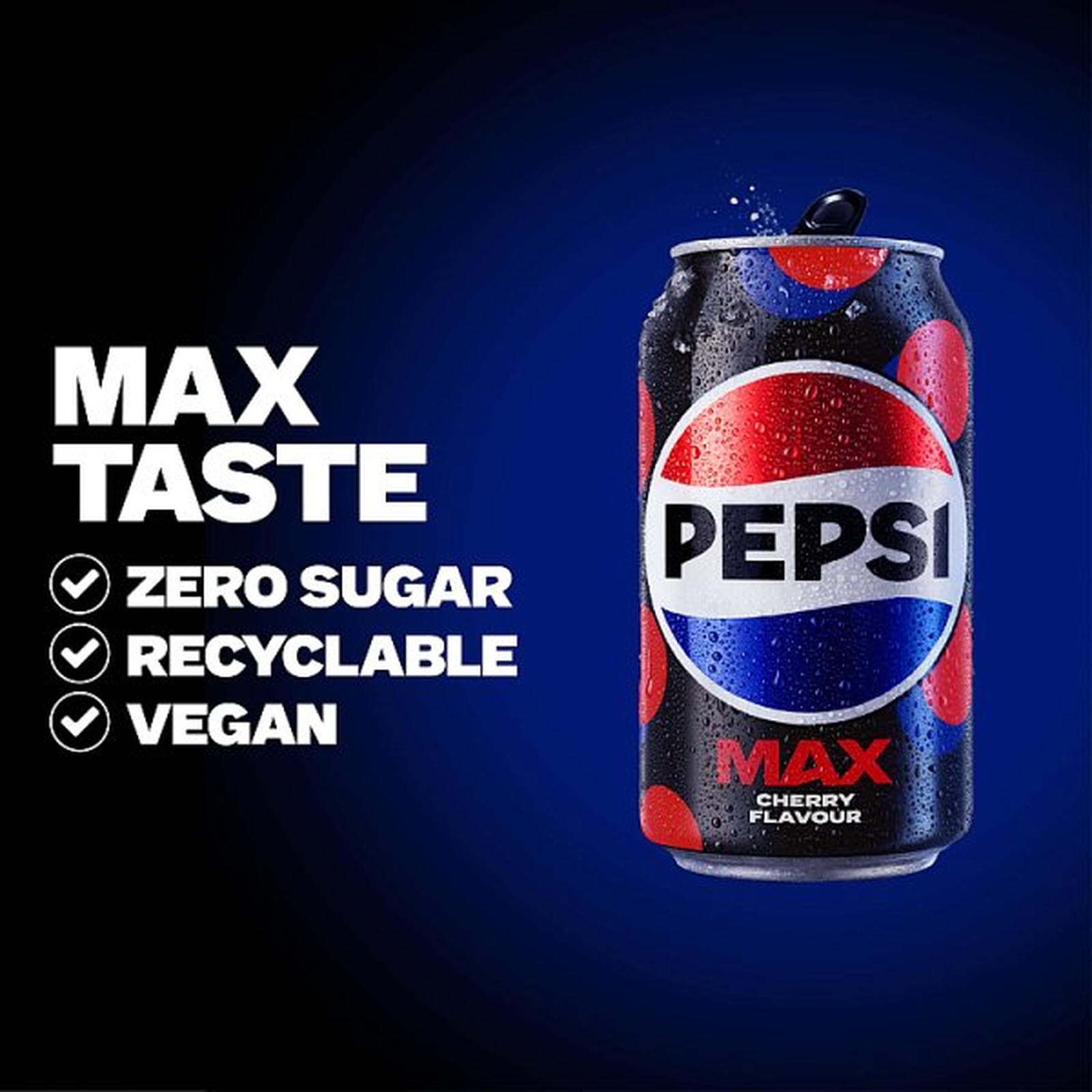 Pepsi Max Cherry No Sugar Cola Cans 24 x 330ml