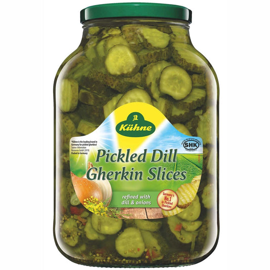Kühne Pickled Dill Gherkin Slices 2450g – 4 x 2.45kg
