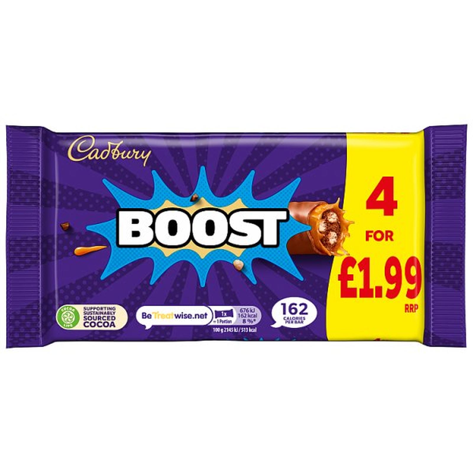 Cadbury Boost Chocolate Bar 4 Pack Multipack £1.99 PMP 126g