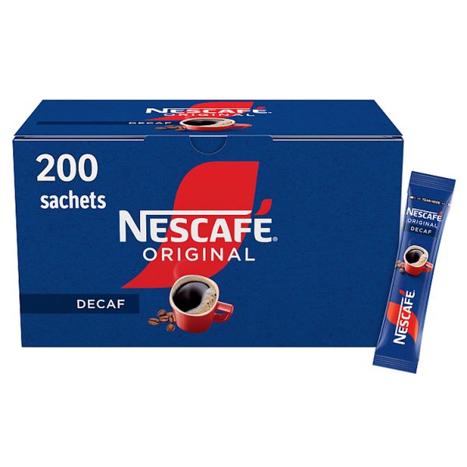 NESCAFE Original Decaf Instant Coffee Sachets - 200 x 1.8g Sticks