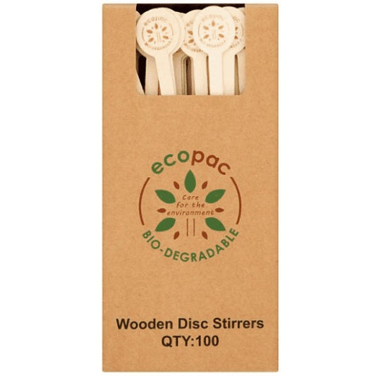 Ecopac 100 Wooden Disc Stirrers – 40 x 100s