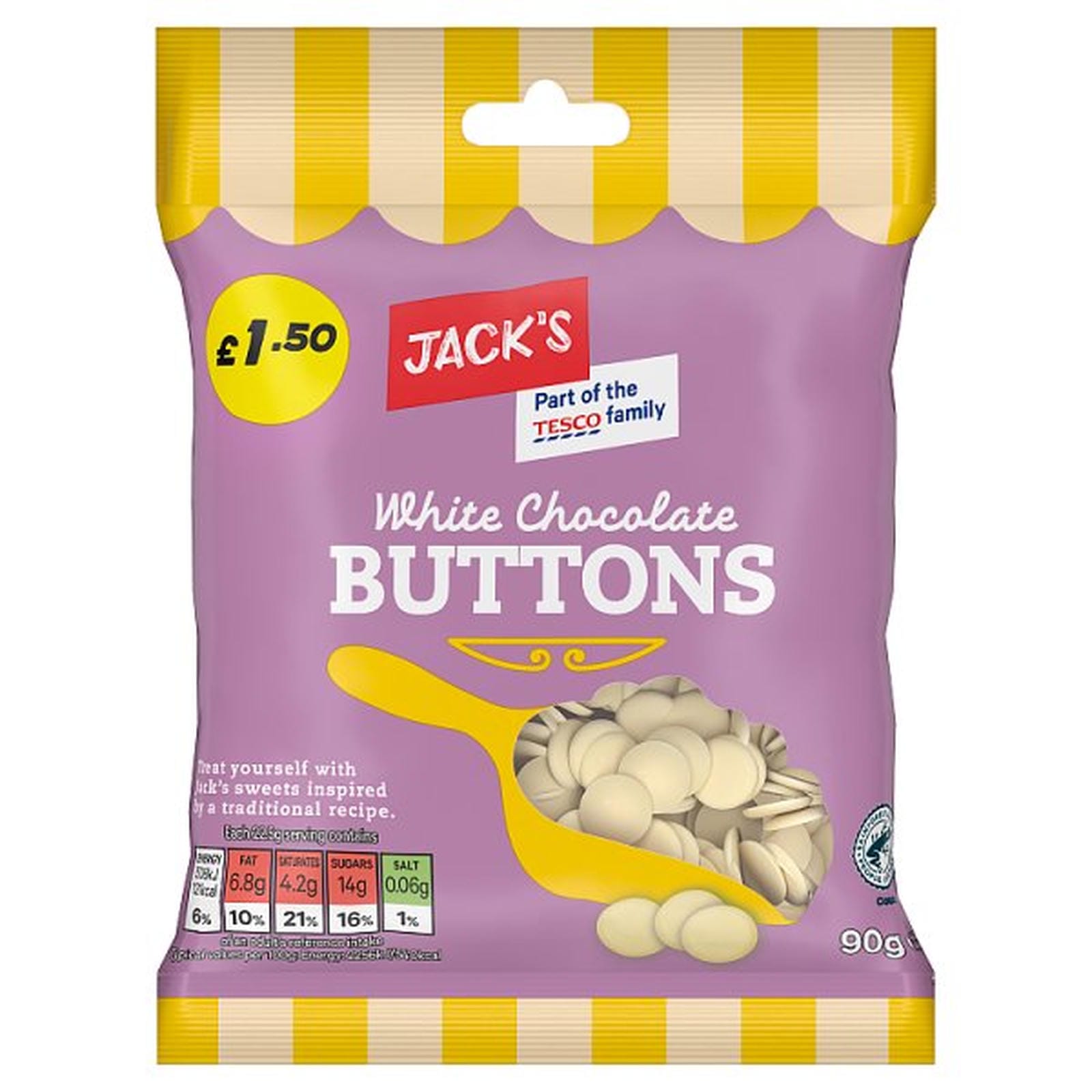 Jack's White Chocolate Buttons 90g
