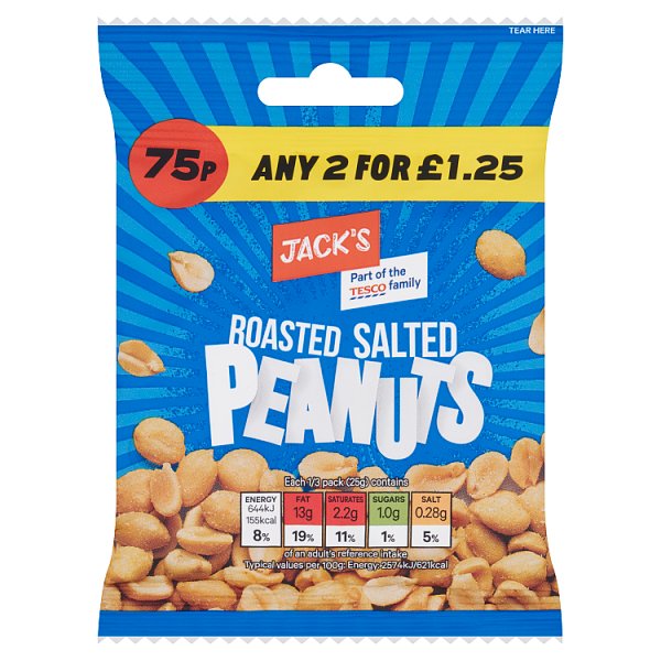 Jack's Roasted Salted Peanuts 75g – 24 x 75g
