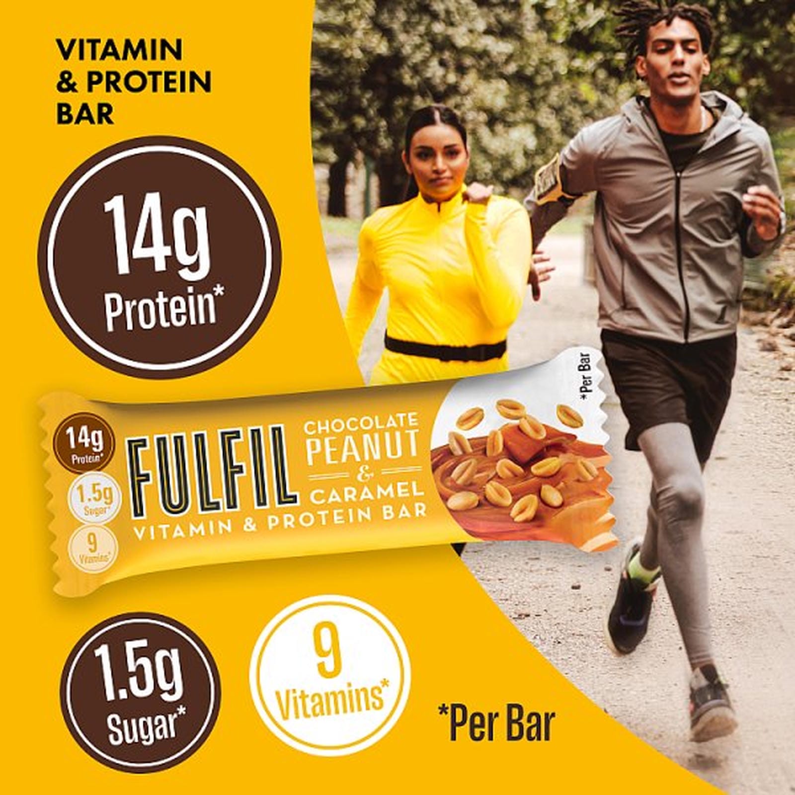 FULFIL Chocolate Peanut & Caramel Flavour Vitamin & Protein Bar 40g