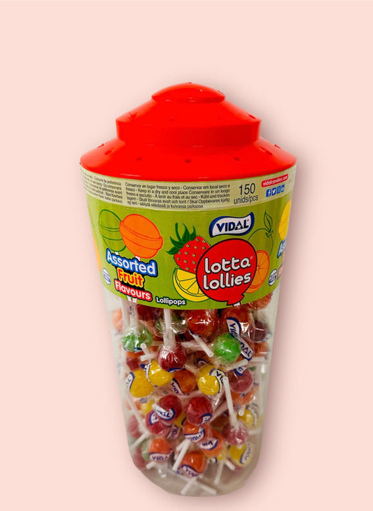 Vidal Lotta Lollies 150 Assorted Fruit Flavours Lollipops – 1 x 150pk