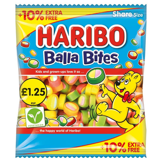 HARIBO Balla Bites Chewy Sweets Sharing Bag 154g – 12 x 154g
