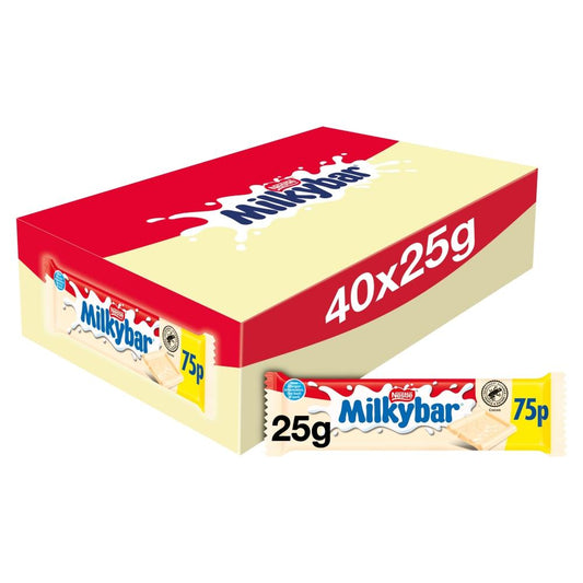 Milkybar White Chocolate Bar 25g PMP 75p – 40 x 25g
