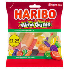 HARIBO Wine Gums Fruit Flavour Jelly Sweets Sharing Bag 140g – 12 x 140gm