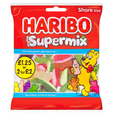 HARIBO Supermix Fruit & Milk Flavoured Jelly & Foam Sweets Sharing Bag 140g – 12 x 140g