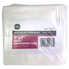FyNite 7" x 7" White Greaseproof Bags 900 Pieces 178mm x 178mm – 1 x 900pk