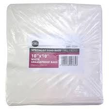 FyNite 10" x 10" White Greaseproof Bags 900 Pieces 254mm x 254mm – 1 x 900pk