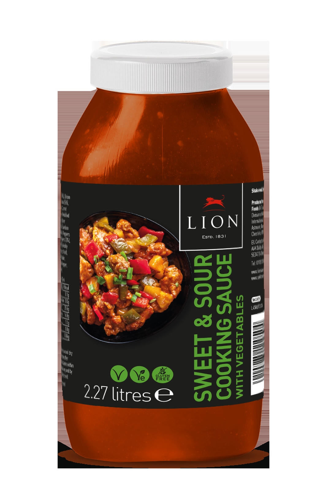 Lion Sweet And Sour Cooking Sauce With Vegetables 2.27 Litre Bottle For Kitchens And Foodservice