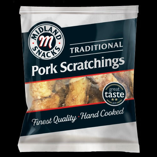 Midland Snacks Traditional Pork Scratchings 70g – 84 x 70g