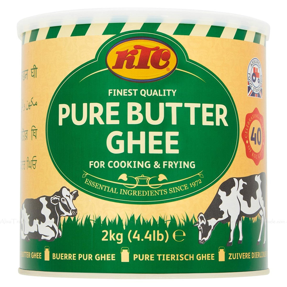 KTC Ghee Finest Quality Pure Butter 2kg Pack 1 X 2kg Retail Kitchen Foodservice Ready