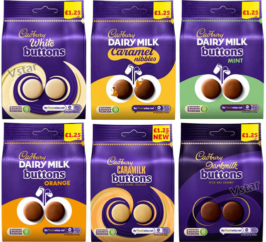 Cadbury Dairy Milk Giant Buttons Chocolate Sharing Bag 100 g – 10 x 100g