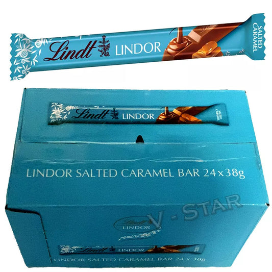 Lindt Lindor Salted Caramel Milk Chocolate Treat Bar 38g – 24 x 38g