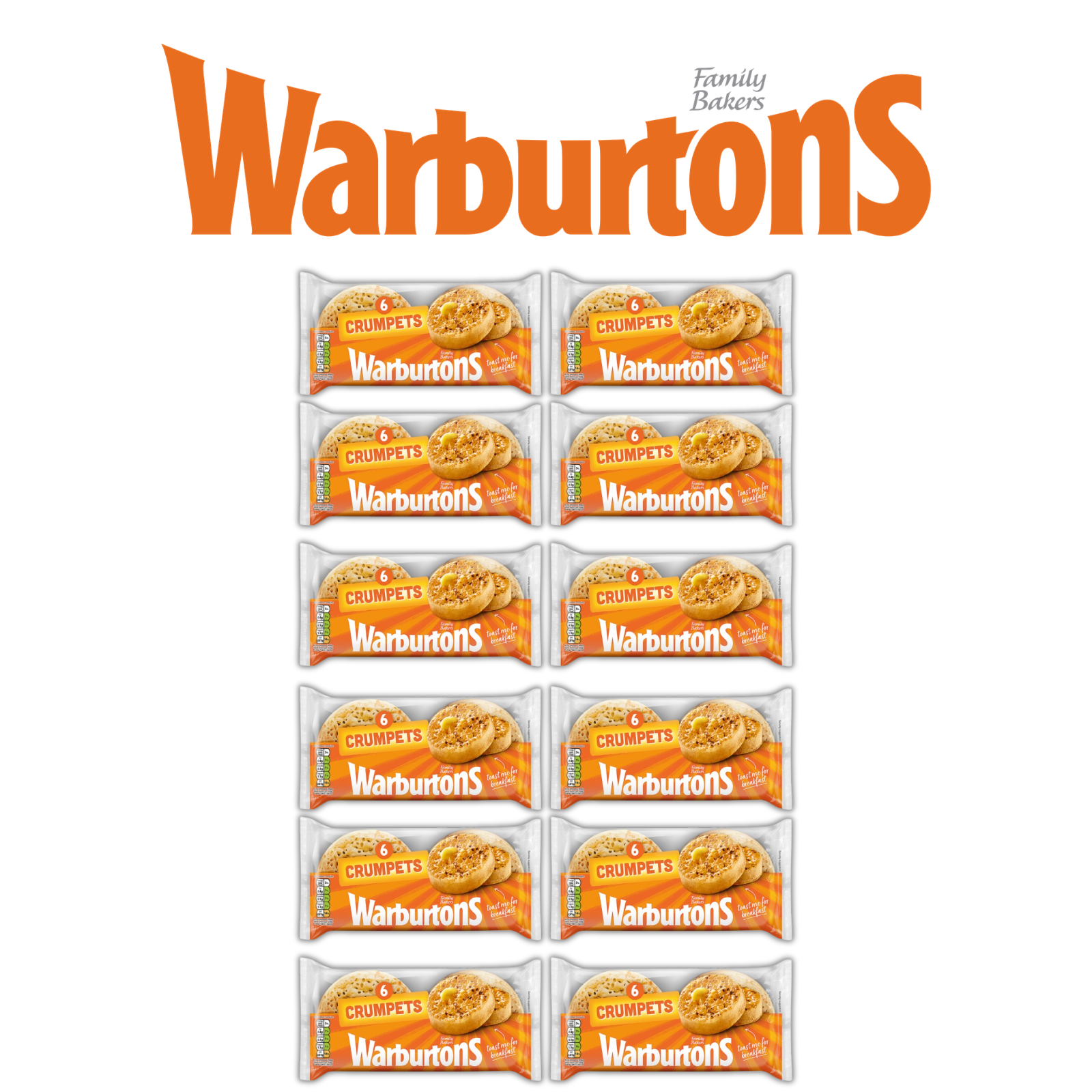 Warburtons Crumpets Fresh Soft Breakfast 6 Pack Packaged For Breakfast Ready To Toast