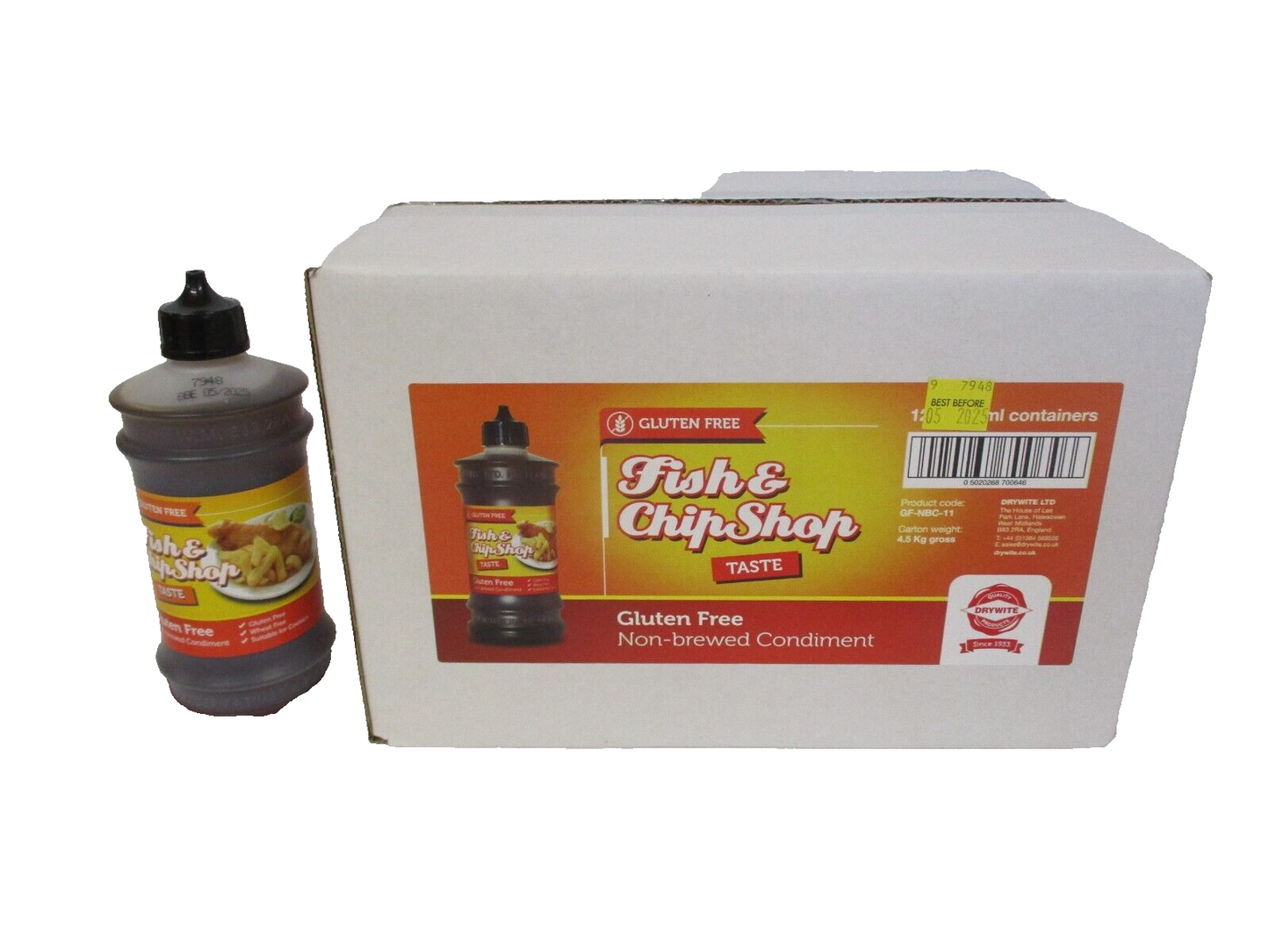 Box Of 12 x 315ml Drywite Gluten Free Non Brewed Condiment. Chip Shop Taste.