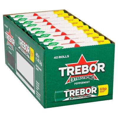 Trebor Extra Strong Peppermint Mints Roll 69p PMP 41.3g – 40 x 41.3g