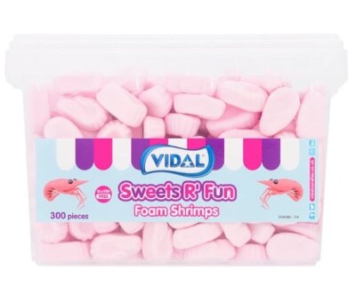 Vidal Sweets R' Fun Foam Shrimps 300 Pieces 840g – 1 x 300pcs