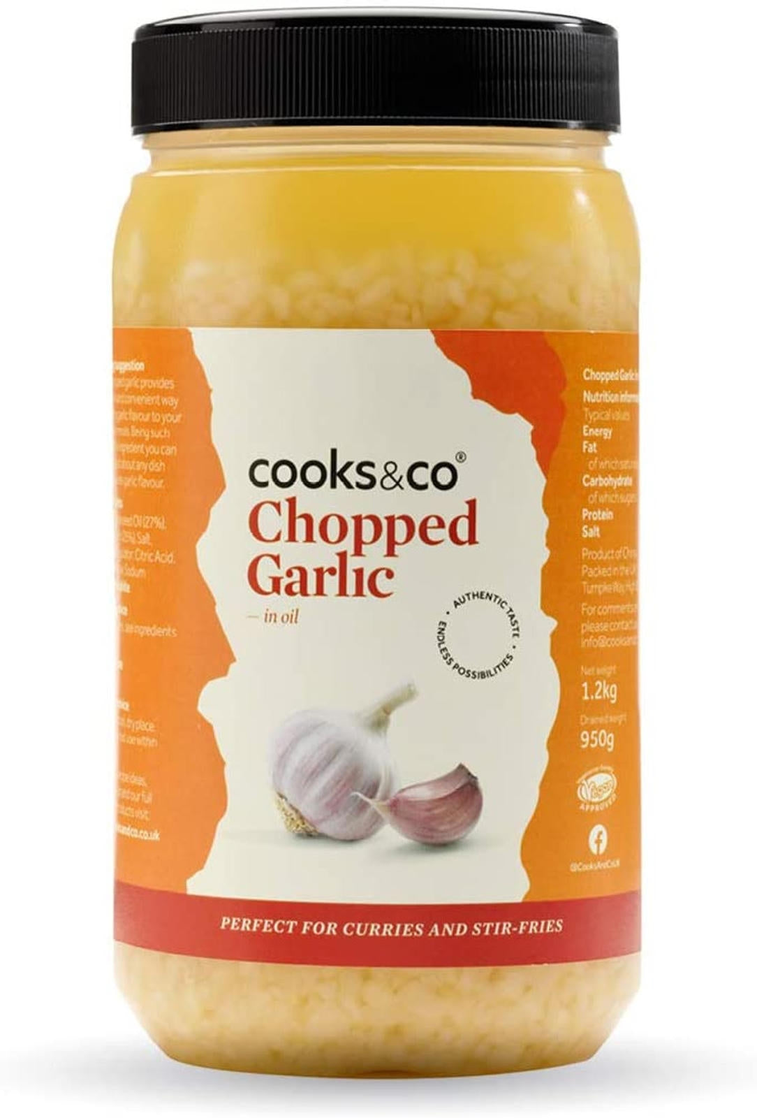 Chopped Garlic in Oil Cooks & Co 1.2kg Multi Pack 4 x 1.2kg Bulk Foodservice UK Market