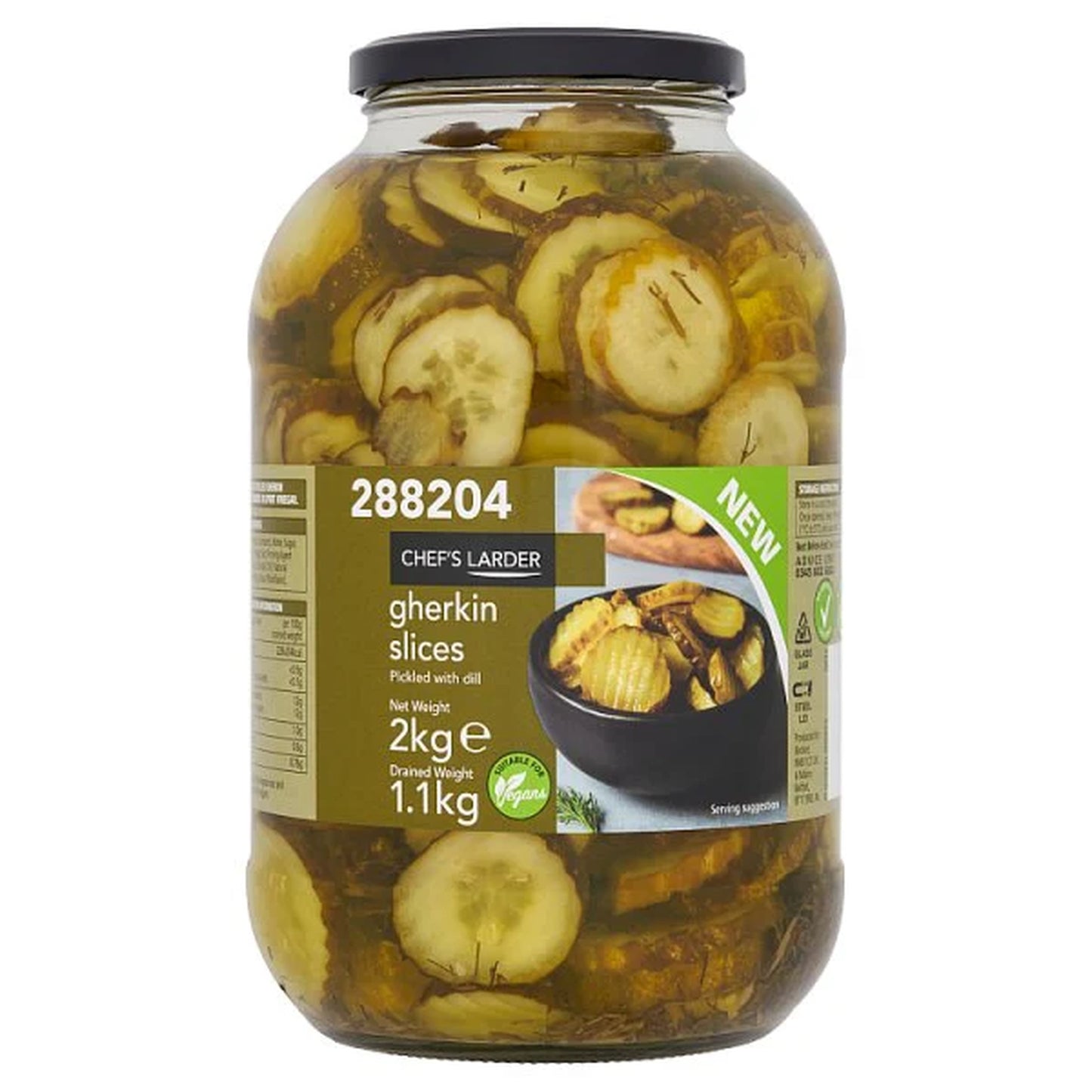 Chef's Larder Gherkin Slices 2kg – 6 x 2kg