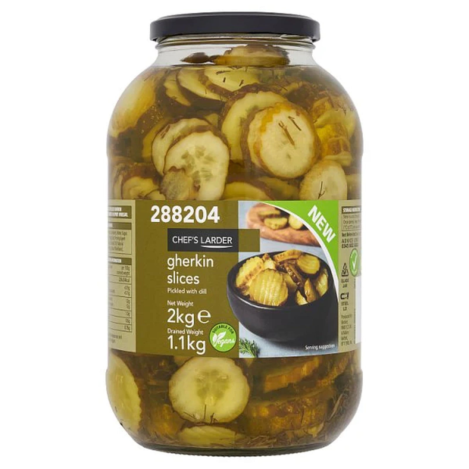 Chef's Larder Gherkin Slices 2kg – 6 x 2kg