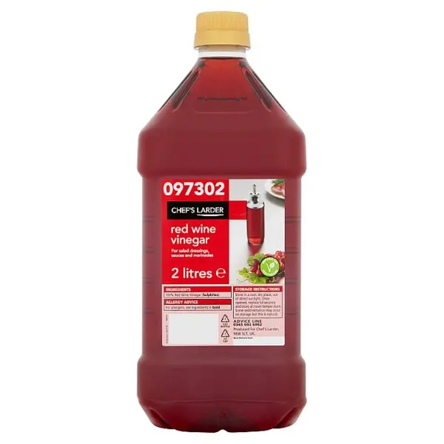 Chef's Larder Red Wine Vinegar 2 Litres – 1 x 2ltr