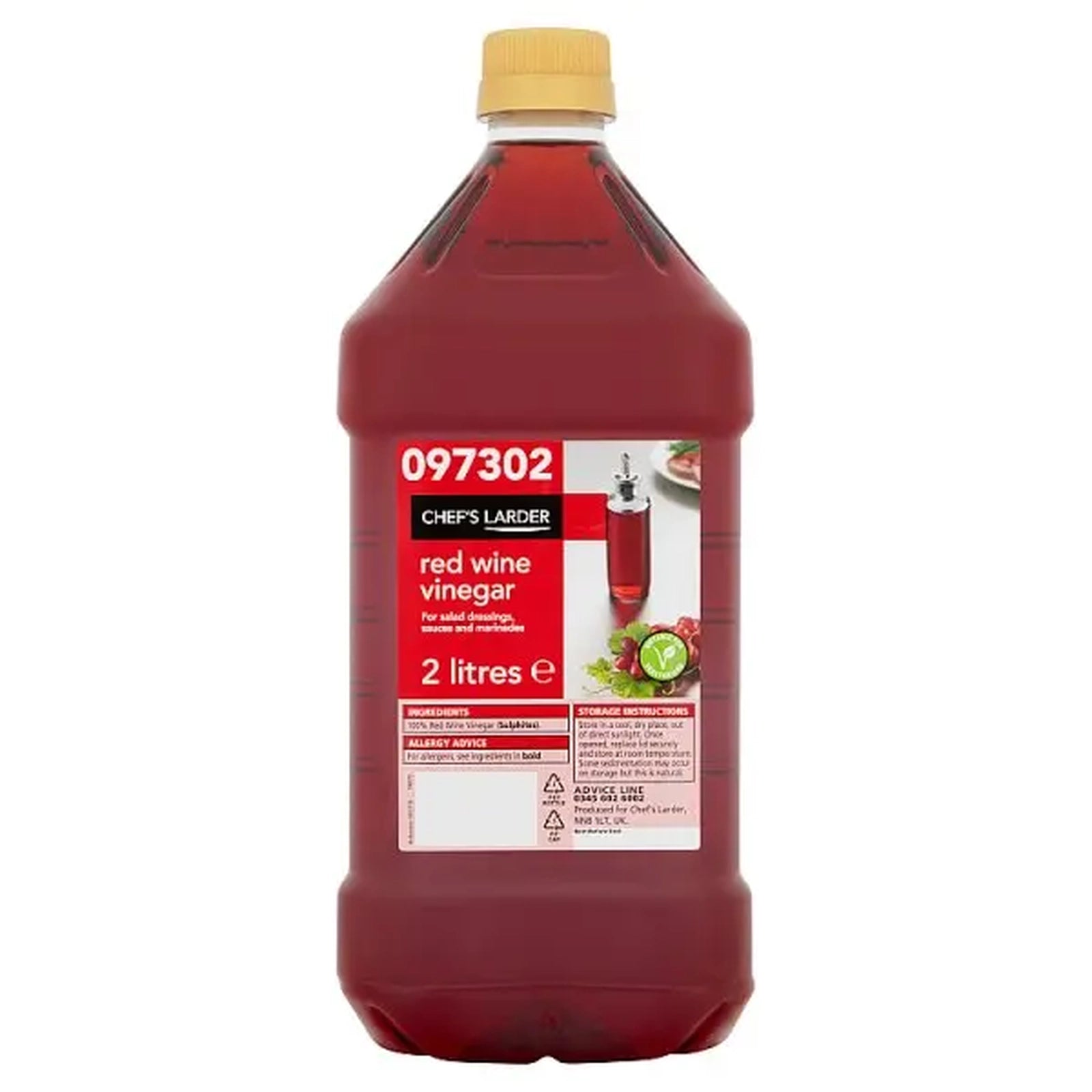 Chef's Larder Red Wine Vinegar 2 Litres – 1 x 2ltr