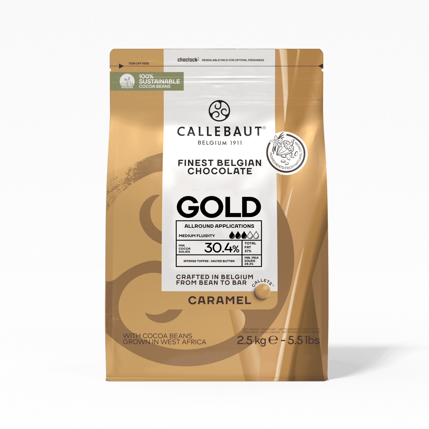 Callebaut Finest Belgian Chocolate Gold Caramel Callets 2.5kg – 1 x 2.5kg