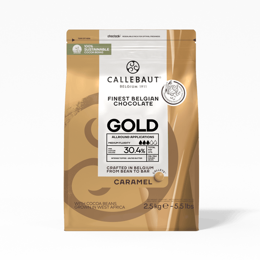 Callebaut Finest Belgian Chocolate Gold Caramel Callets 2.5kg – 1 x 2.5kg