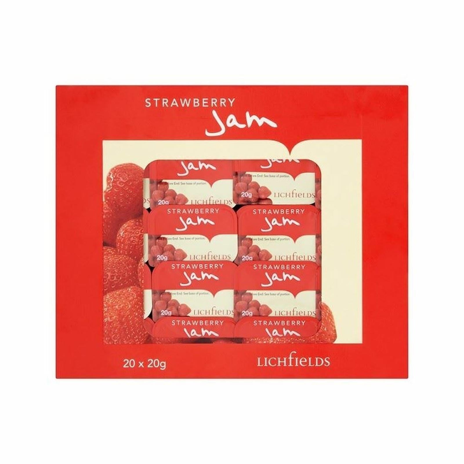 Lichfields Strawberry Jam Individual Portions 20 x 20g – 1 x 20x20g